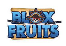 the logo for blox fruits shows a pirate with a steering wheel and a skull .