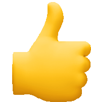 a yellow hand is giving a thumbs up on a white background