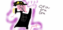 a drawing of a person with the words ora on the bottom right