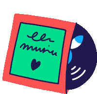 a cartoon drawing of a cd with the words " el mini " on the cover