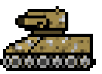 a pixel art drawing of a tank with a checkered track