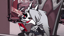 a cartoon drawing of a wolf with a banner that says blitzo