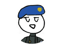 a drawing of a man wearing a blue hat