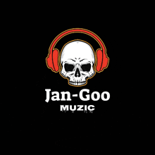 a skull wearing red headphones with the name jan-goo music below it