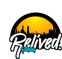 a logo that says relived roleplay with a city skyline in the background