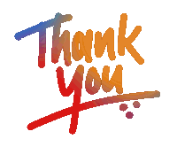 the word thank you is written in rainbow colors on a white background