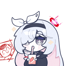 a drawing of a girl drinking from a straw