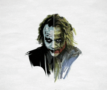 a drawing of the joker with half of his face missing