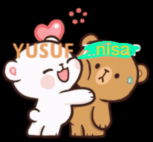 a cartoon of a teddy bear with the name yusuf written on it