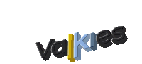 a white background with the word valkies in black