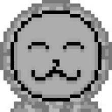 a pixel art drawing of a face with its eyes closed and a mustache .