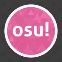 a pink and white circle with the word osu written inside of it .