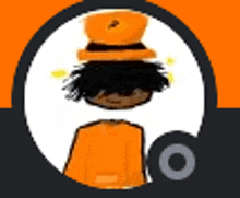 a cartoon character wearing an orange hat and a yellow shirt .