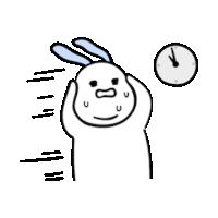 a cartoon of a rabbit with a clock in the background .