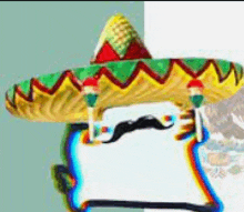 a man wearing a sombrero with a mustache is holding a piece of paper .