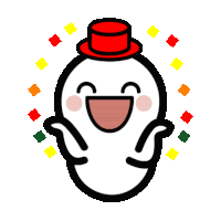 a cartoon drawing of a ghost with a red top hat on