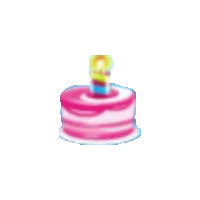 a pink cake with a candle on top of it .