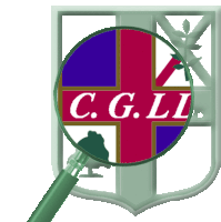 a magnifying glass is looking at a c.g.l.i. logo