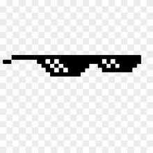 a pair of pixelated glasses on a checkered background .