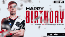 an advertisement for league of legends wishes a happy birthday