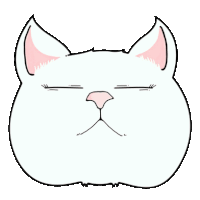 a drawing of a white cat with its eyes closed .