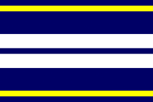 a blue and white striped background with a yellow stripe in the middle