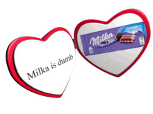 a heart shaped mirror with a milka oreo bar inside