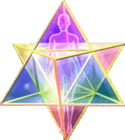 a colorful triangle with a silhouette of a person inside of it