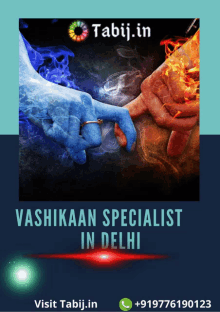 a poster for tabij.in which says ' vashikaran specialist in delhi ' on it