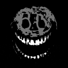 a black and white drawing of a smiley face with the number 666 on it