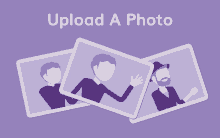 a purple background that says upload a photo on it