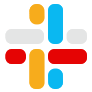 a slack logo with a red , white , blue and orange cross .