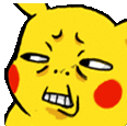 a cartoon drawing of a pikachu with a funny face on a white background .