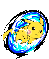 a pikachu is surrounded by a blue circle