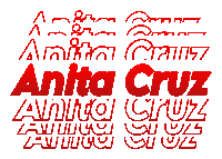 the name anita cruz is written in red letters on a white background