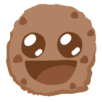 a cartoon drawing of a cookie with a big smile on its face