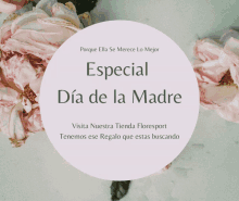 a sign that says especial dia de la madre is surrounded by pink flowers