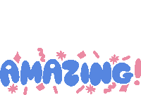 a blue and pink logo that says amazing on it