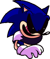 a cartoon drawing of a sonic the hedgehog with his mouth open and a purple glove .