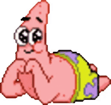 pixel art of patrick star from spongebob squarepants laying down