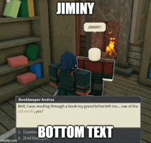 a screenshot of a video game with jiminy written at the bottom