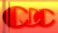 a close up of the letters cc on a red background