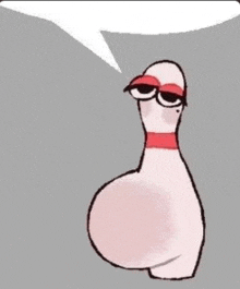 a cartoon of a bowling pin with a speech bubble around it .