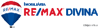 a logo for re / max divina with a hot air balloon in the middle