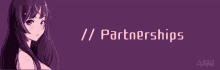 a purple background with the words / / partnerships written on it