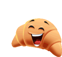 a cartoon illustration of a croissant with a smiley face