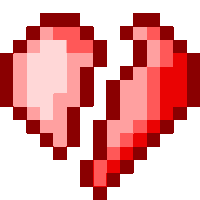 a pixel art illustration of a broken heart