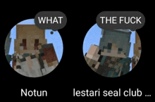 a picture of a minecraft character with a speech bubble that says what and the fuck