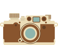 an illustration of a camera with a blue lens