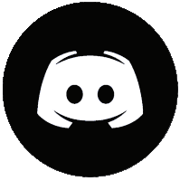 a black circle with a white discord icon on it